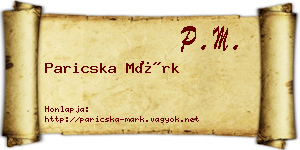 Paricska Márk névjegykártya